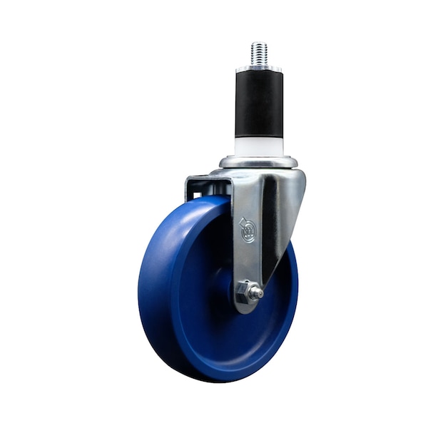 5'' SS Solid Poly Wheel Swivel 1-1/2'' Expanding Stem Caster